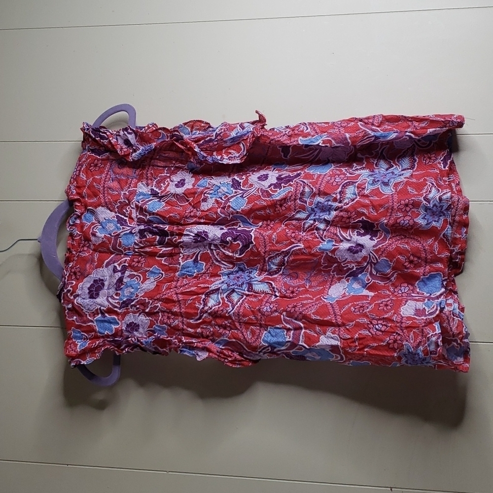 WOMEN'S Flutter Short Sleeve Red Floral Top Blouse  Knox Rose - Picture 8 of 8